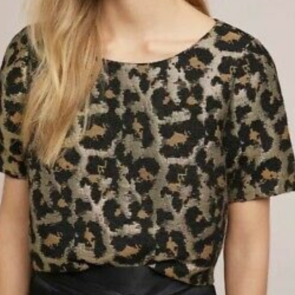Anthropologie Hutch Leopard Bow Back Top